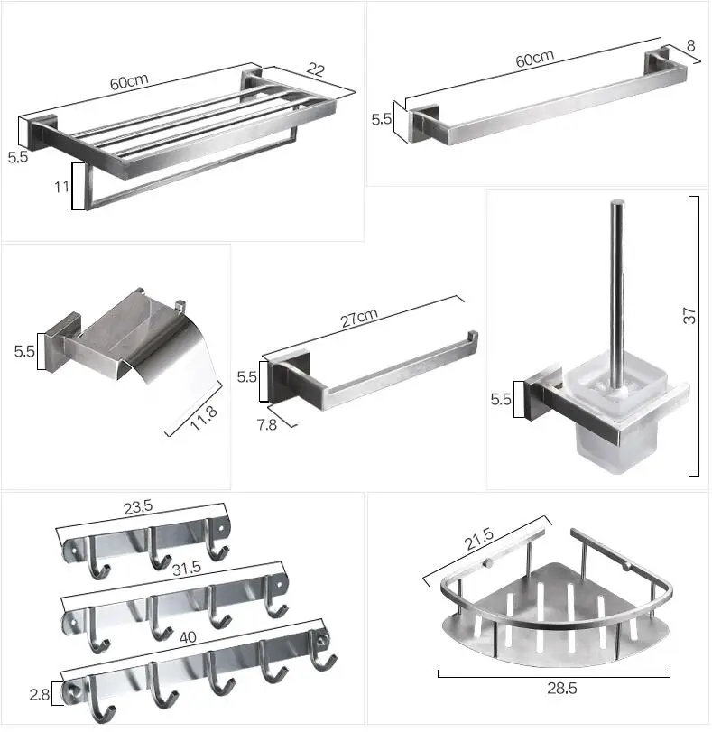 304 аксессуары для ванной комнаты из нержавеющей стали, вешалка для полотенец, полка для ванной комнаты, держатель для полотенец, вешалка для полотенец, держатель для бумаги, держатель для туалетной щетки