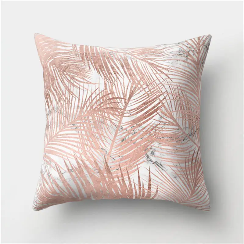Розовое золото розовый персиковый чехол для подушки лист геометрический животное перо домашний декоративный с рисунком подушки 24 стиля 45*45 см 1 шт - Цвет: 2