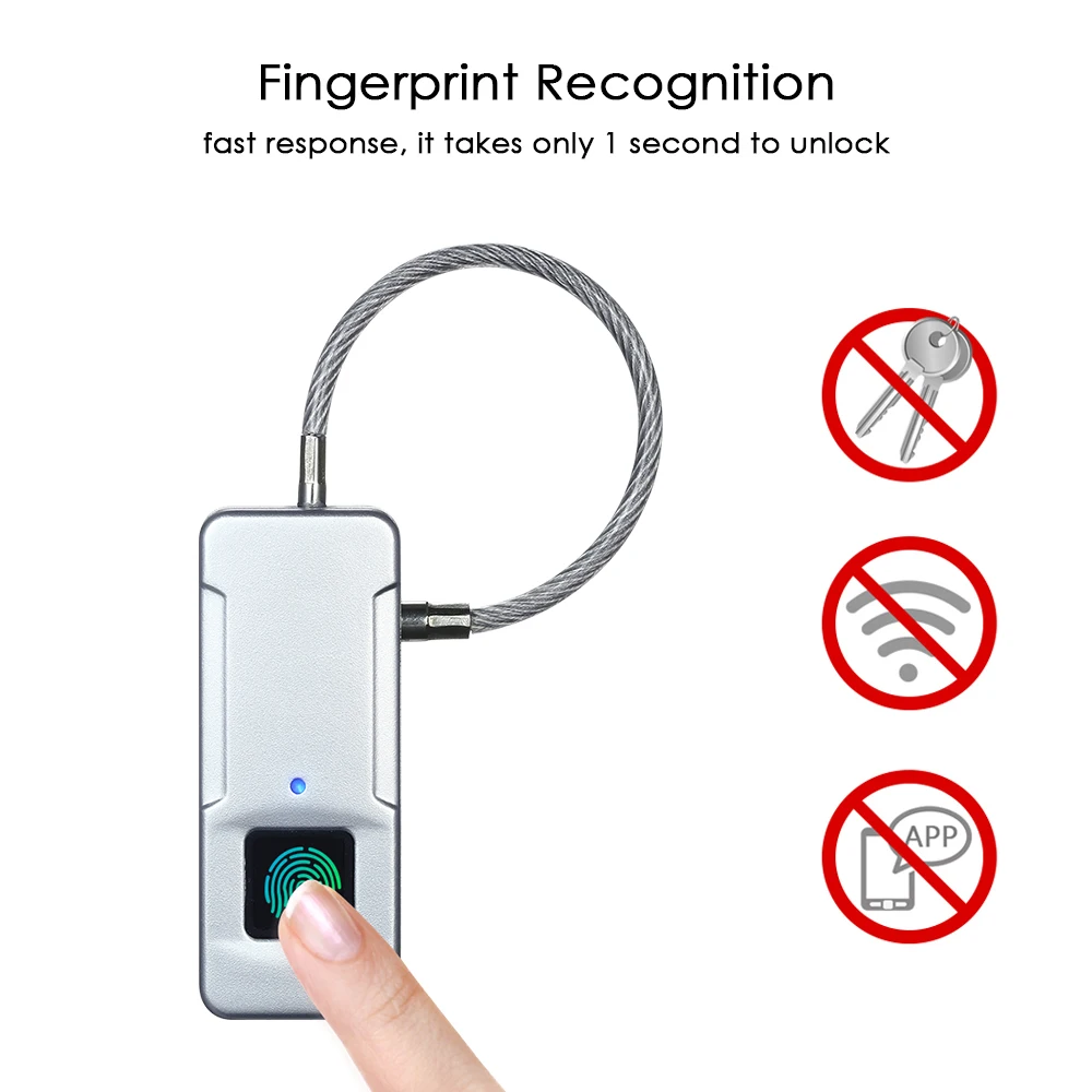

Smart Lock Keyless Fingerprint Lock IP65 Waterproof Cerradura Inteligent Anti-Theft Security Padlock Door Luggage Case Lock