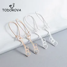 ¡Oferta! pendientes geométricos para mujer, joyería de tres círculos, pendiente largo, pendientes de Oorbellen, Brincos, regalos para mujer, Bijoux(China)