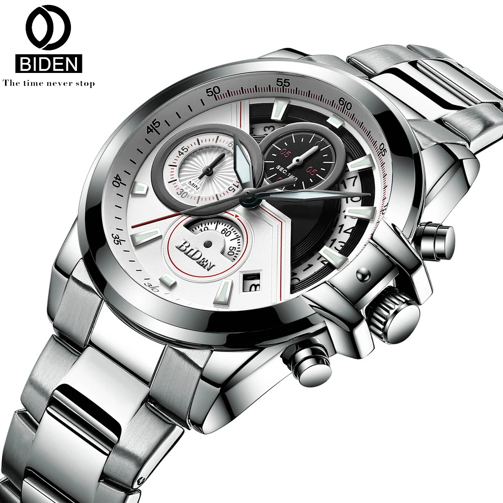 

BIDEN Chronograph New Sport Watch Men Top Luxury Quartz Wrist Watches Clock Men Relogio Masculino Army Military Wristwatch