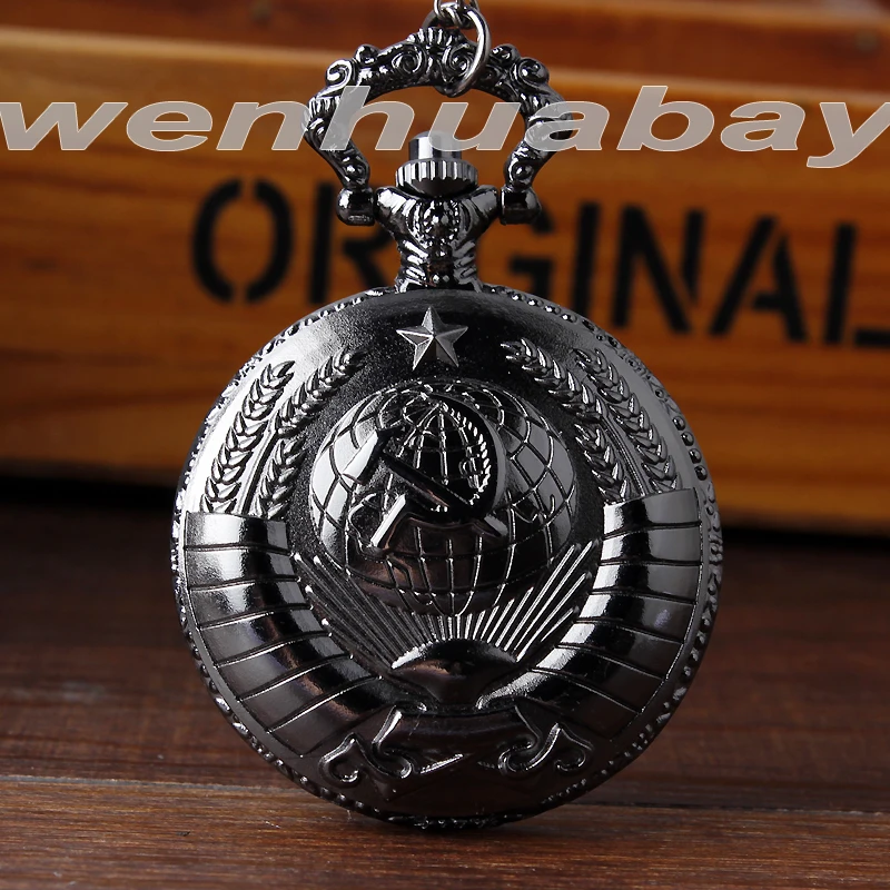 2015 New Soviet Sickle hammer cepn n monot Style Quartz Pocket Watch Men women Vintage Black Pendant Men's Women's Gifts P341 |