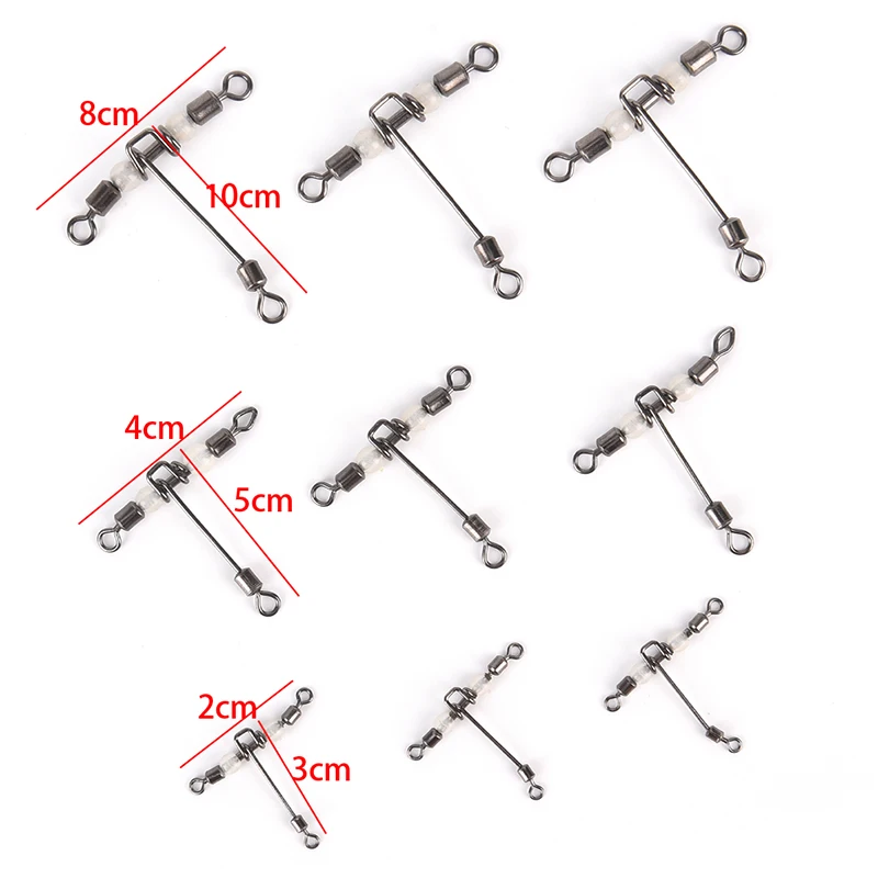 20x 3 way luminous T-shape cross-line swivel fishing swivel fishhook connector p