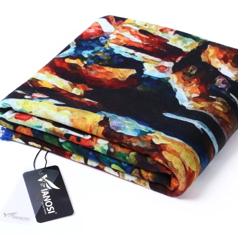 [VIANOSI] Women Scarf Wool Shawl Fashion Thicken Warm Wrap Printing Scarves and Stoles Soft Textured Winter Scarf VA057