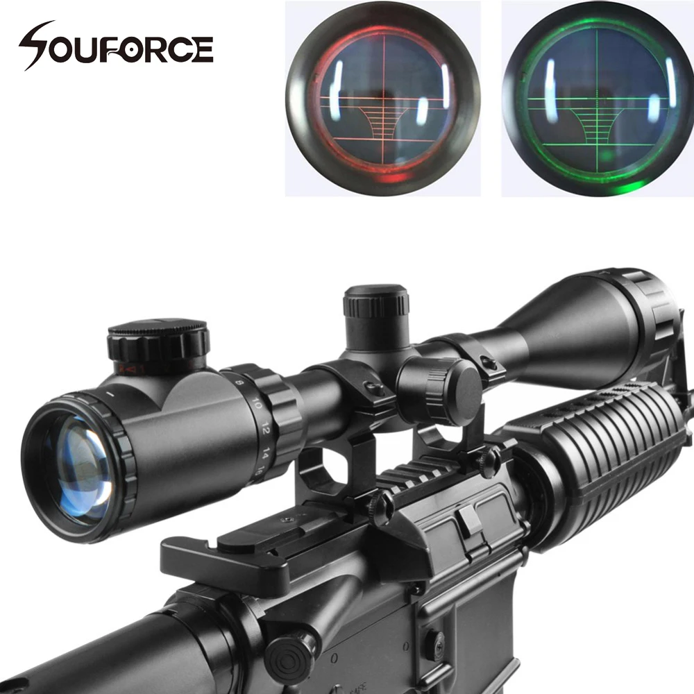 

6-24X50AOEG Green/Red Tactical Rifle Scope Rangefinder with Holographic Reticle Sight for Rifle and Airsoft with 20mm Mount Ring
