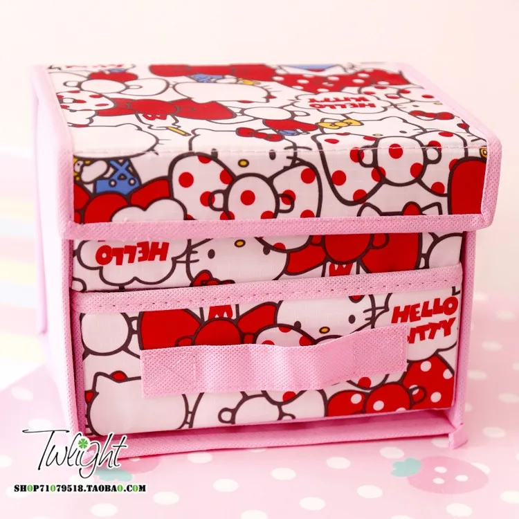 Мультфильм Даффи Stellalou рисунок «Hello Kitty» с рисунками из мультфильма «My Melody Cinnamoroll Собака персонажи Little Twin Stars милые косметички складной ящик для хранения сумка - Цвет: Бежевый