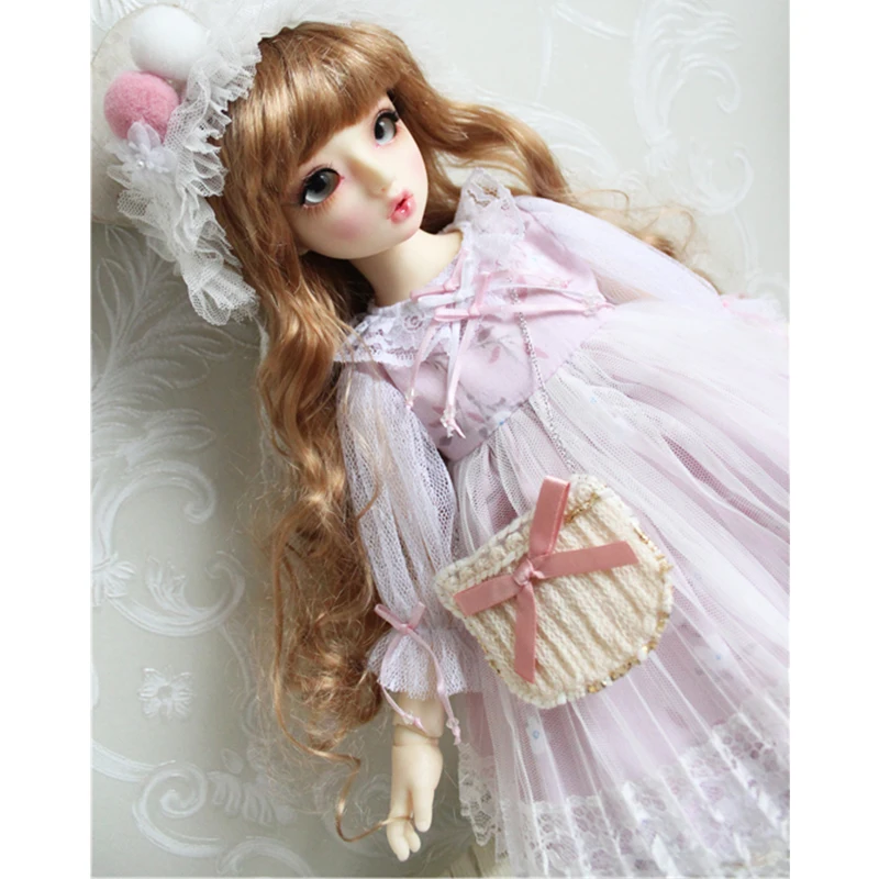 Одежда для куклы 1/6 платье розовое кружевное с маленьким цветком 1/4 BJD SD Blyth