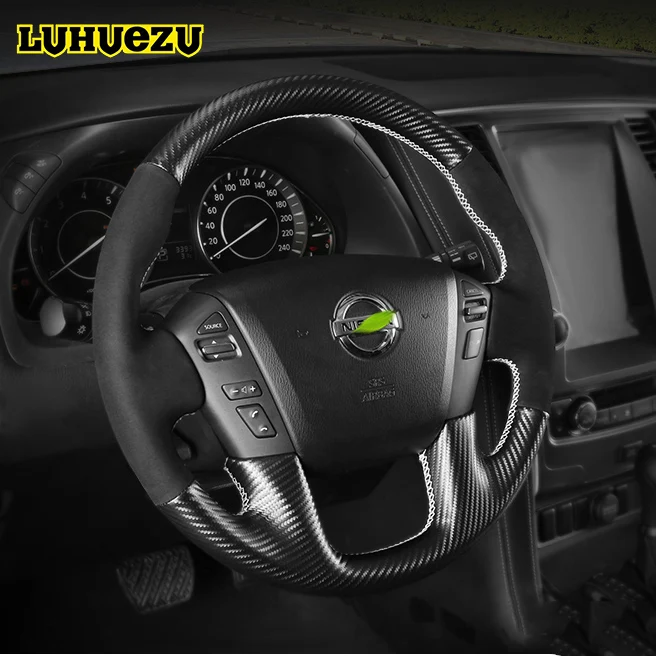 Leather Hand Sewing Steering Wheel Cover For Nissan Patrol Y62 Armada