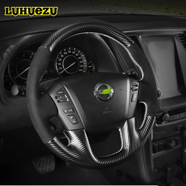 Leather Hand Sewing Steering Wheel Cover For Nissan Patrol ...