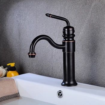 

Basin Faucets Black Copper Bathroom Faucet Mixer Vintage Hot And Cold C Wash Basin Mixer Tap Sink Single Handle Crane