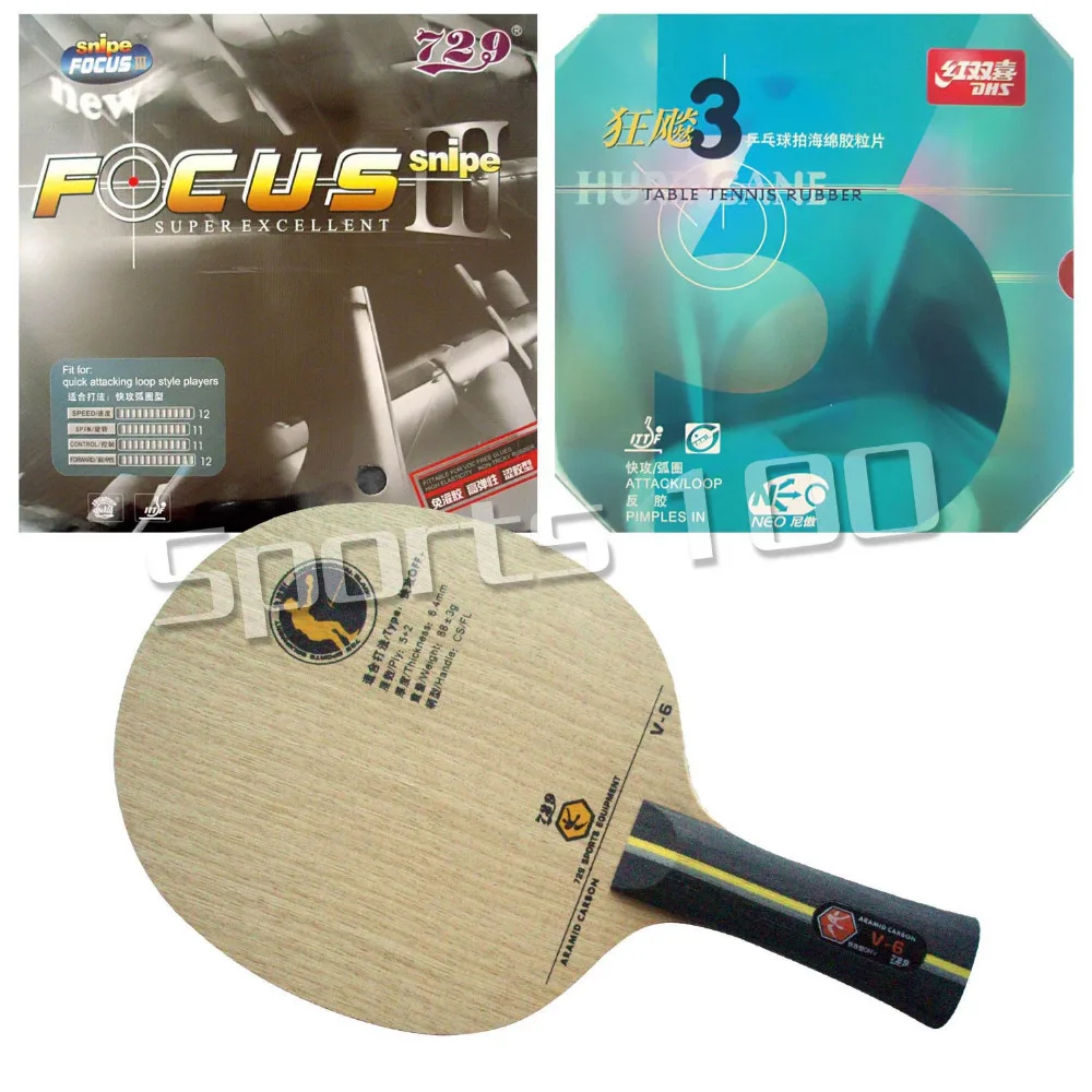 

Pro Combo Racket RITC729 V-6 Long Shakehand-FL with FOCUS III snipe and DHS NEO Hurricane 3
