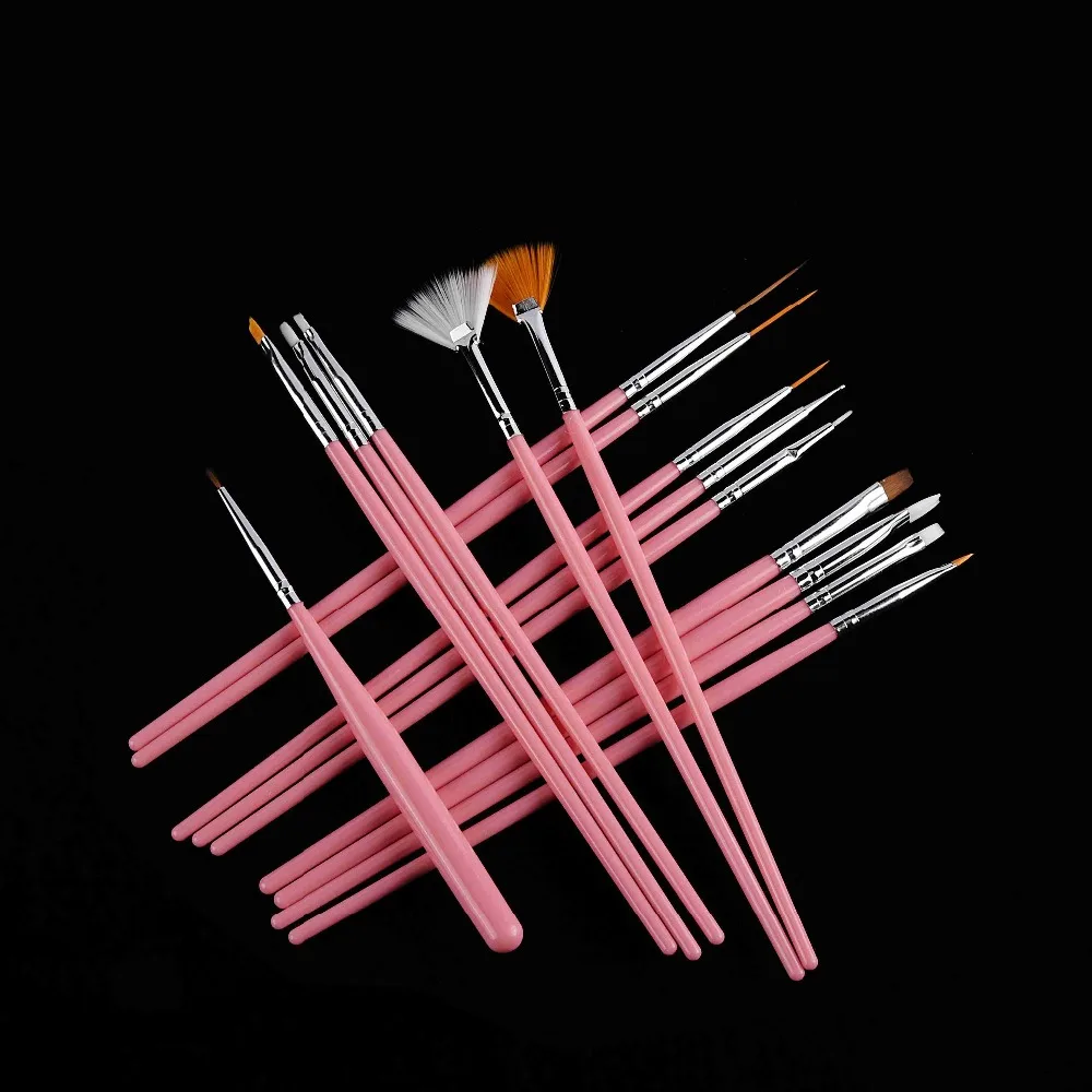 Розалинд 15 шт./компл. гель щетки для полировки розовый инструменты гель карандаш для рисования ногтей инструменты для ногтей кисть для нанесения точек, рисования ручка Нейл-арт