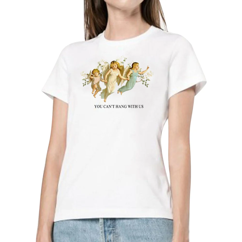 

angel top Short Sleeves Stretchy T-Shirts Women Women'S Tops Summer Soft Slim Work angel shirt harajuku tshirt camiseta mujer