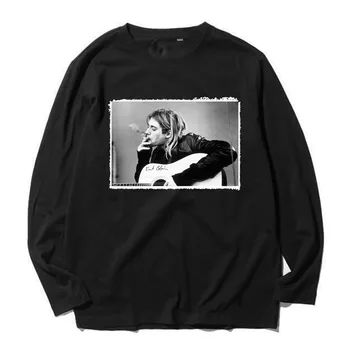 

kurt cobain grunge rock fashion tee Heavy combed full Long Sleeves t shirt vintage street style