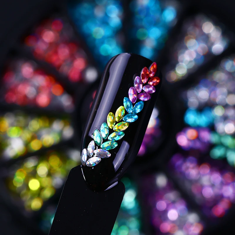 

1 Box AB Color Rhinestone Nail Studs Heart Circle Frame Rivet White Pearl Bead Mixed DIY 3D Nail Decoration in Wheel