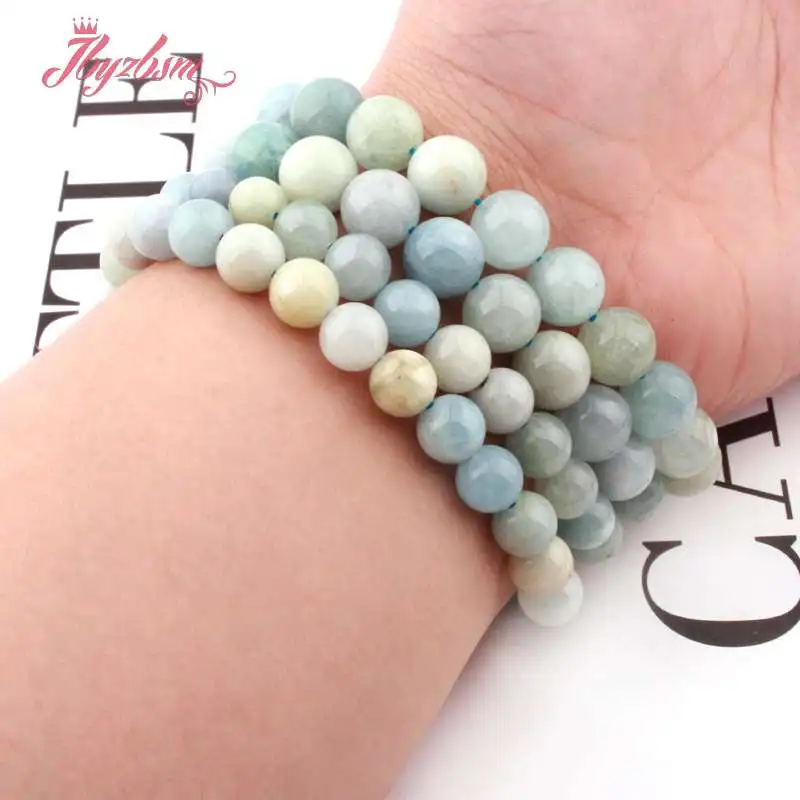 10mm Round Natural Multicolor Aquamarines Stone Beads For Bracelet Necklace DIY Jewelry Making Loose Strand 15