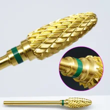 Супер хорошо! Карбида Золотой Покрытие Ногтей Бурильные долото Ротари Burr для электрических Маникюр машины педикюр Напильники маникюрный салон Инструменты