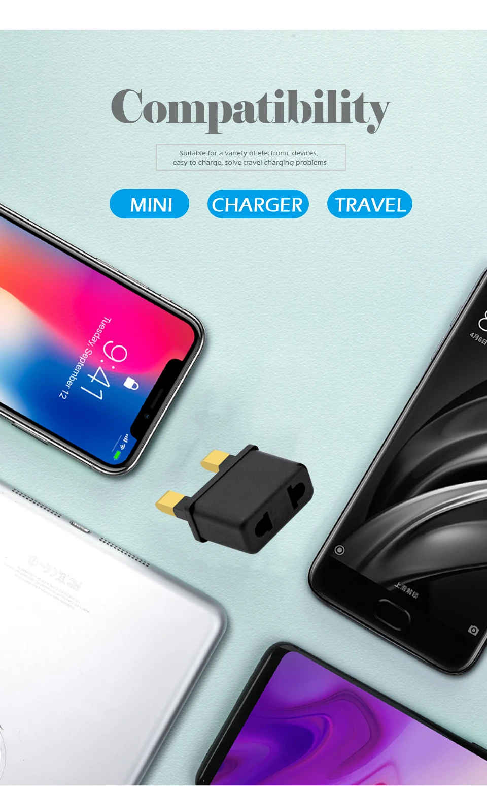 1PC US EU TO UK AC Power Adaptor Plug Travel Wall Charger Outlet Adapter Converter 2 Socket For Phone Laptop Electronic Charging (11)