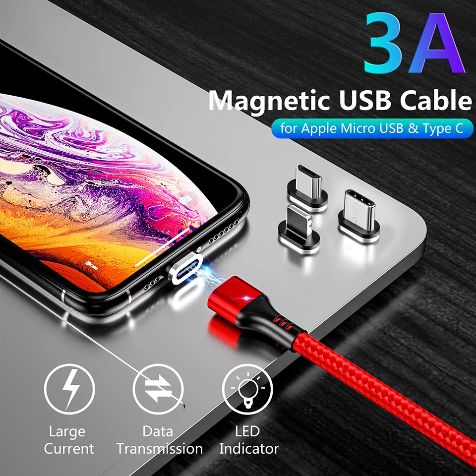 MANTIS Quick Charge 3.0 Magnetic Cable USB C Type C Cable For Samsung Huawei Xiaomi OnePlus Fast Charging Andriod Phone Cables 1