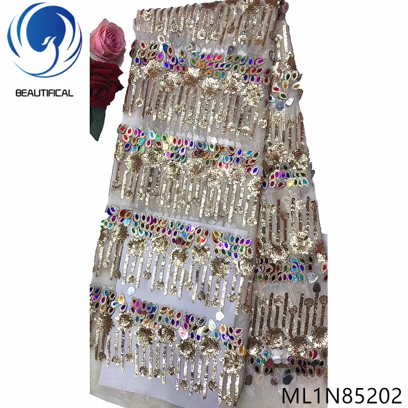 

BEAUTIFICAL latest sequins lace high quality tulle lace 2019 french net african sequins lace ML1N852