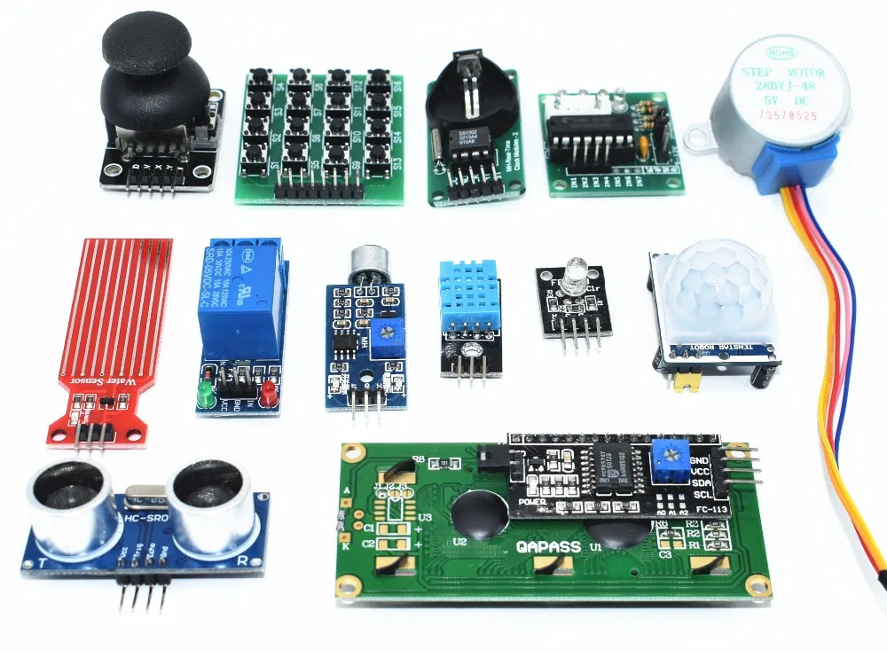 Стартовый набор для arduino UNO r3 с кабелем MEGA 2560/UNO R3/Lcd1602 igc/Hc-sr04/HC-SR501/RC522/SG90/Dupont в пластиковой коробке