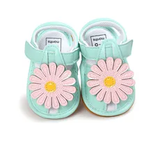 Летние сандалии с цветочным рисунком для маленьких девочек, обувь для малышей, обувь принцессы для новорожденных девочек, Мокасины, синие и розовые сандалии с мягкой подошвой для младенцев, CX28C