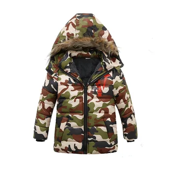 

Boys Camouflage Jackets Baby Hooded Warm Outerwear Children Winter Jacket For Boys Down Jackets Coats Kids Thick Cotton Down