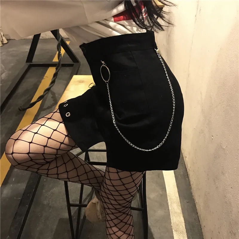 

Women Zipper Skirt Harajuku Vintage Metal Skirts Mini Cute School Uniforms Ladies Jupe Kawaii Skirt Saia Faldas