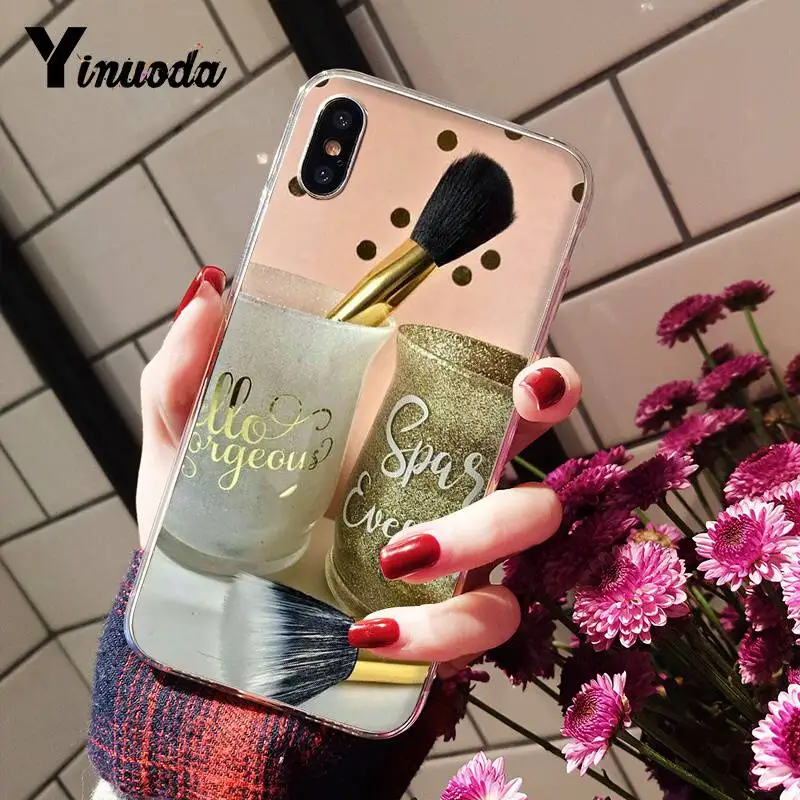 Beautiful girl's makeup brush painting