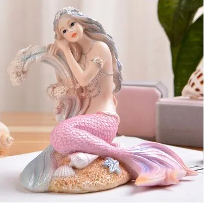 

Creative Resin Cute Mermaid Princess Figurine Vase Fish Tank Ornament Decor Art Home Furnishing Decoration Crafts Birthday Gift