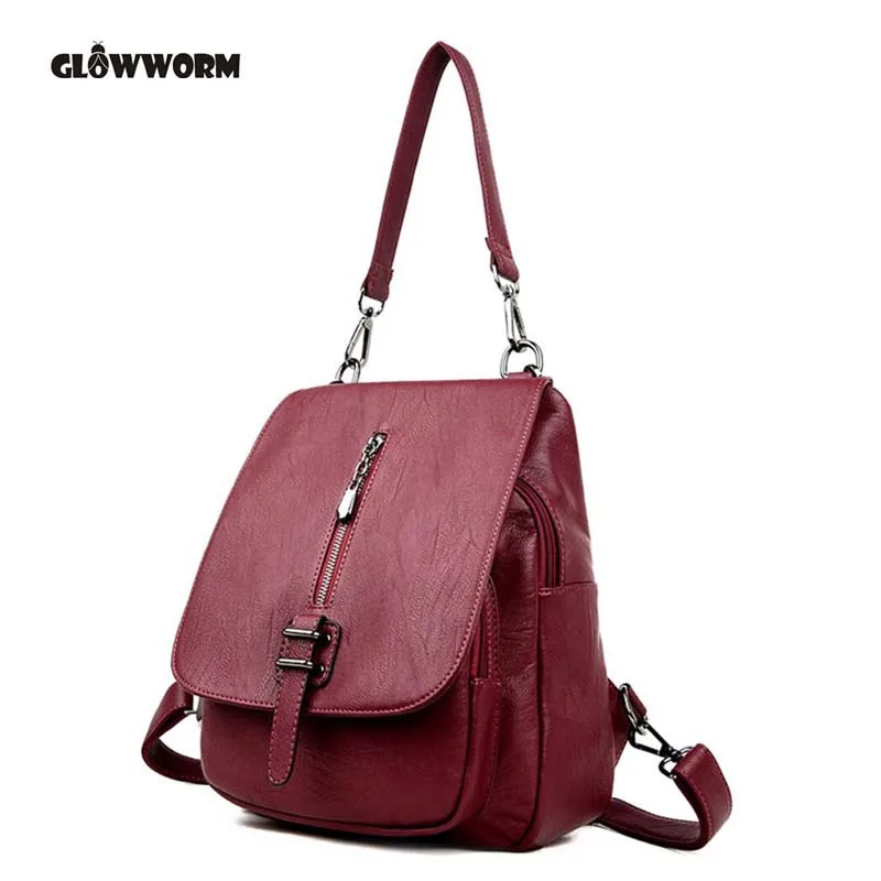 GLOWWORM Fashion Genuine Leather Backpack Women Bags Preppy Style Backpack Girls School Bags Zipper Kanken Sheepskin