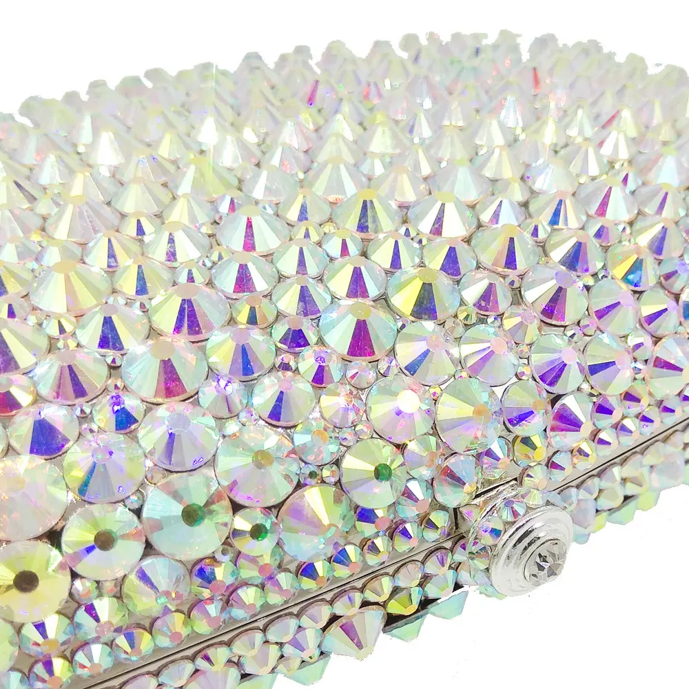 Бутик De FGG ослепительное серебро AB Кристалл Клатч с шипами вечерняя сумочка для женщин Свадебная вечеринка алмаз Minaudiere кошельки