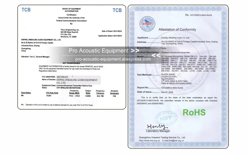 Pro Acoustic Factory Certificate Policy 04