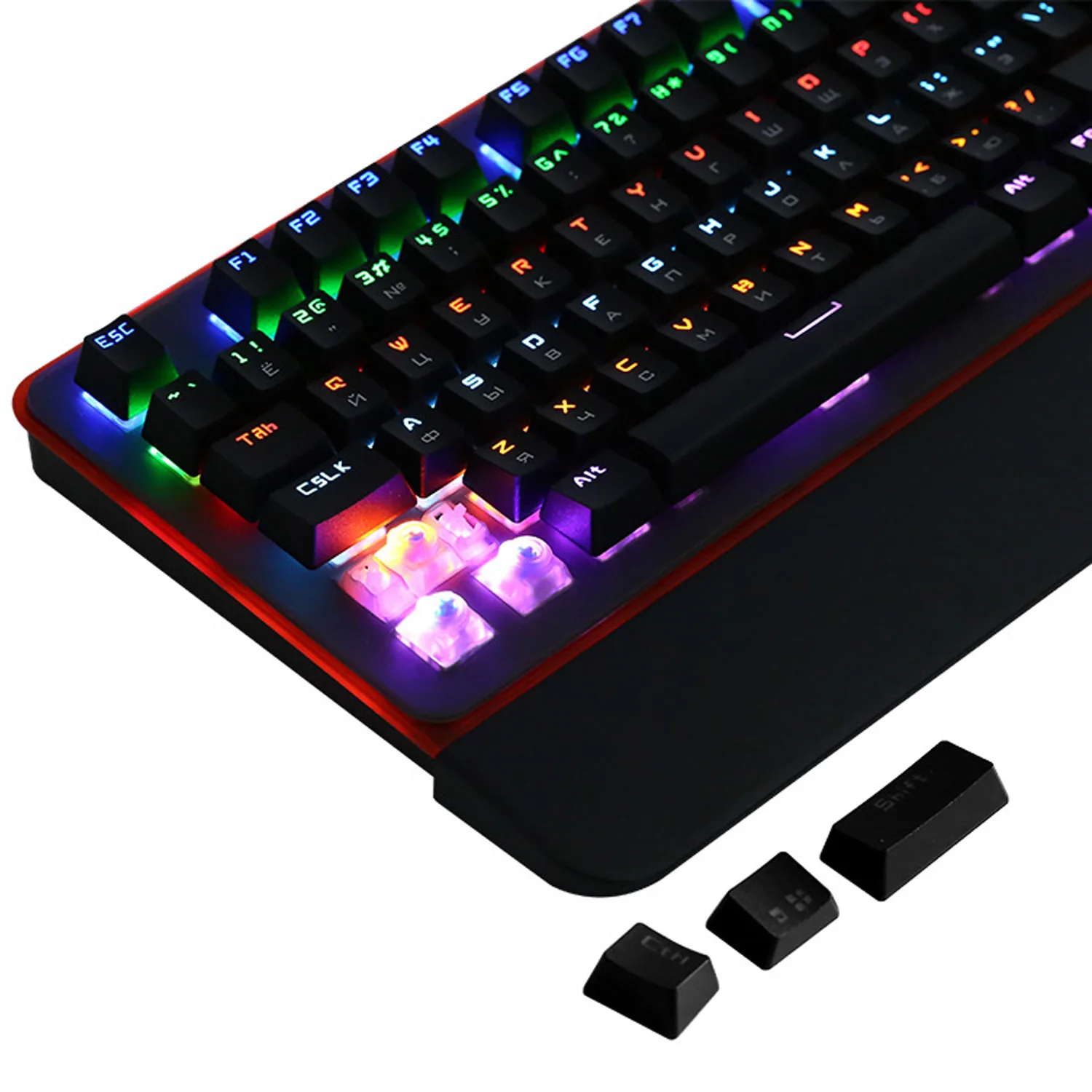Elisona USB Backlight Waterproof Anti-Ghosting Russian Mechanical Gaming Keyboard Blue Switch Key B