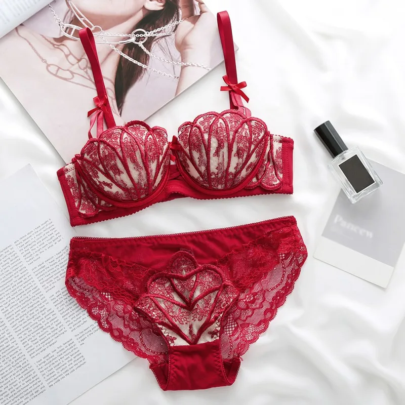 Women Lingerie Sets Romantic Underwear Set Secret Couple Gathering No Hoop Sexy Shell Lace Bra Set