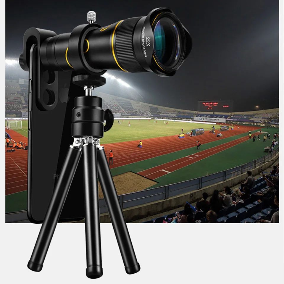 Tendway HD телескоп для мобильного телефона 4K 22x зум телеобъектив внешний смартфон Объективы для камеры для IPhone Sumsung huawei - Цвет: Yellow