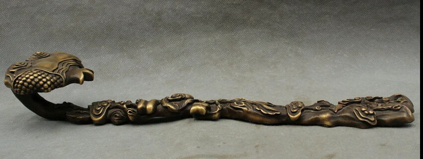 

JP S0610 14" Chinese Pure Bronze FengShui Longevity lucidum LingZhi Statue JiXiang RuYi