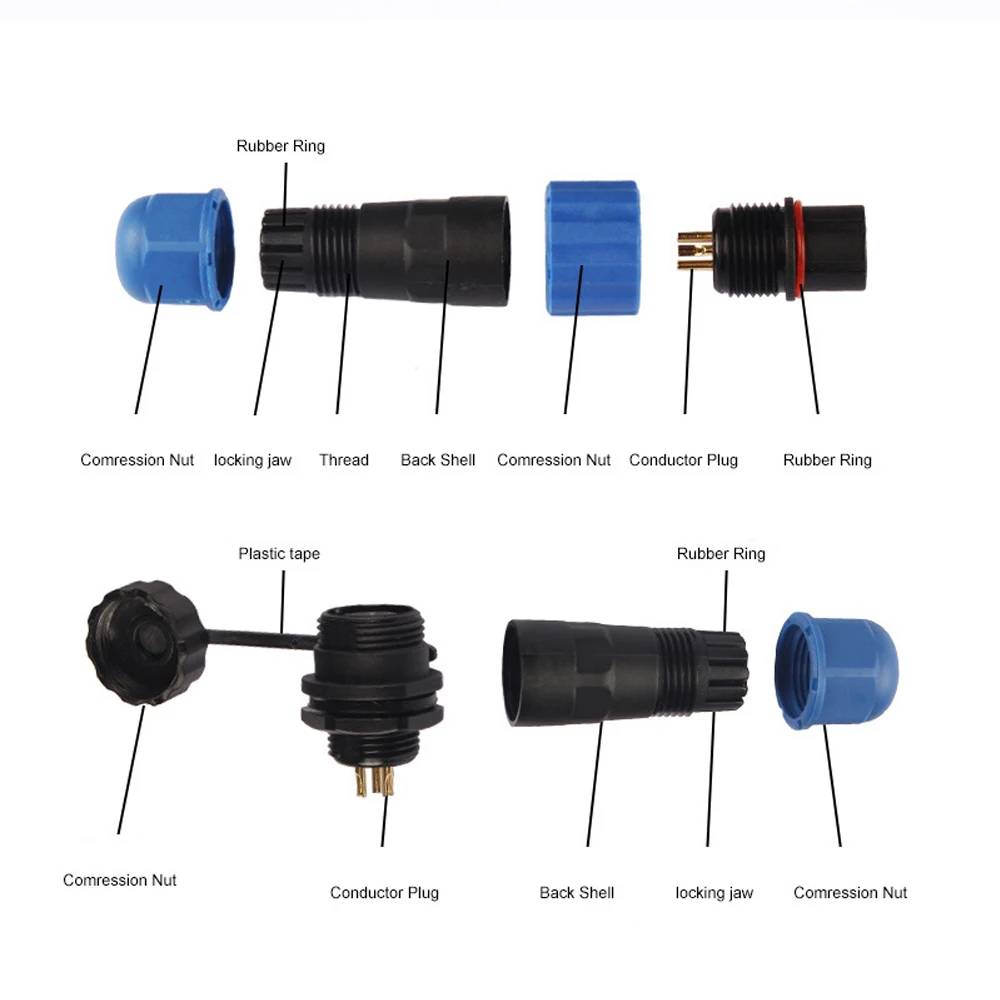 Waterproof-Connector-SD13-Type-1-2-3-4-5-6-7Pin-IP68-Cable-Connector-Male-Female - 副本