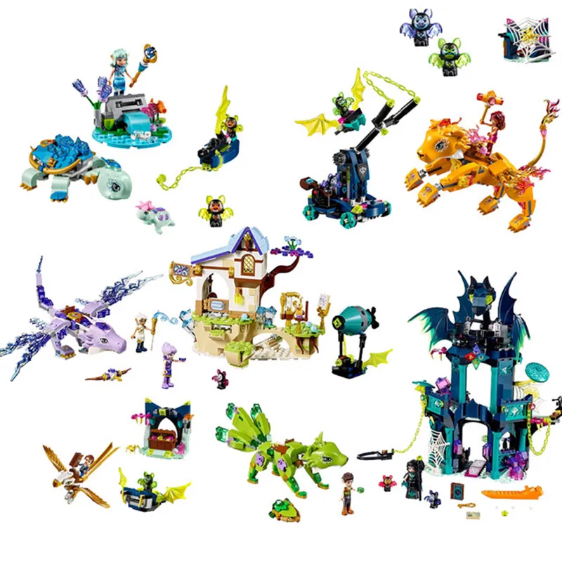 

2018 Elves Series Noctura's Tower & the Earth Fox Rescue Wind Dragon Building Block Bricks City Assembly Toys For Children