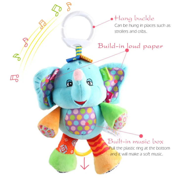 Brinquedos do Bebê Educativos para Recém-nascidos Meses Animal Chocalho Apaziguar Boneca Bonito Elefante Leão Sapo Cão Brinquedos Bebês Música Móvel 0-12 4 Brinquedos e hobbies