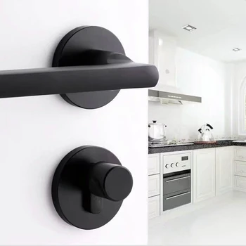 

Black space aluminum door handle Interior / Bedroom door lock Split Silent door lock ,Door hardware
