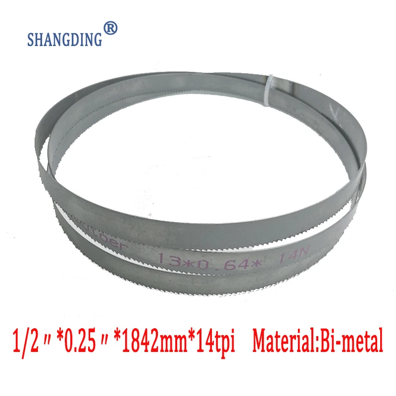 

72.5"x 1/2" x 0.25" or 1842*13*0.65*14tpi bimetal M42 metal bandsaw blades for European band saws