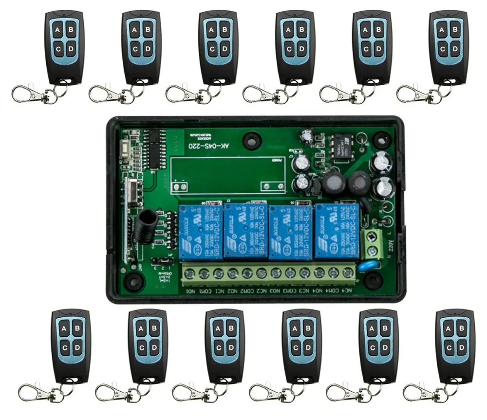 

85v 110V 220V 230V 250V 4CH RF Wireless Remote Control Relay Switch Security System Garage Doors & Rolling Gate Electric Doors