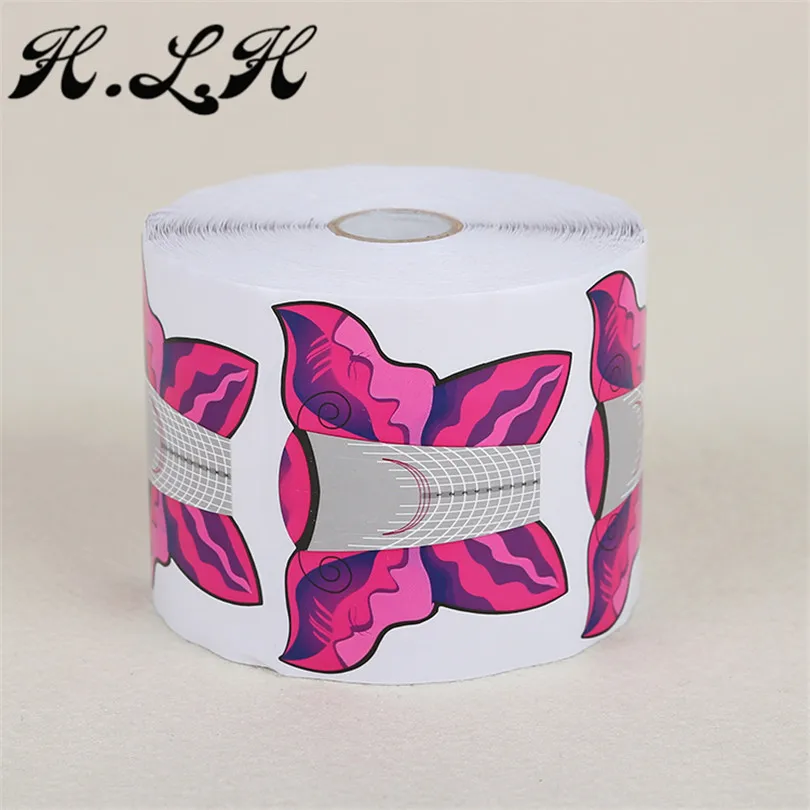 

H.L.H 500 Pcs Nail Extension Nail Art Tips Extension Forms Guide Butterfly Shape DIY Tool Acrylic UV Gel Paper Cute Red Color