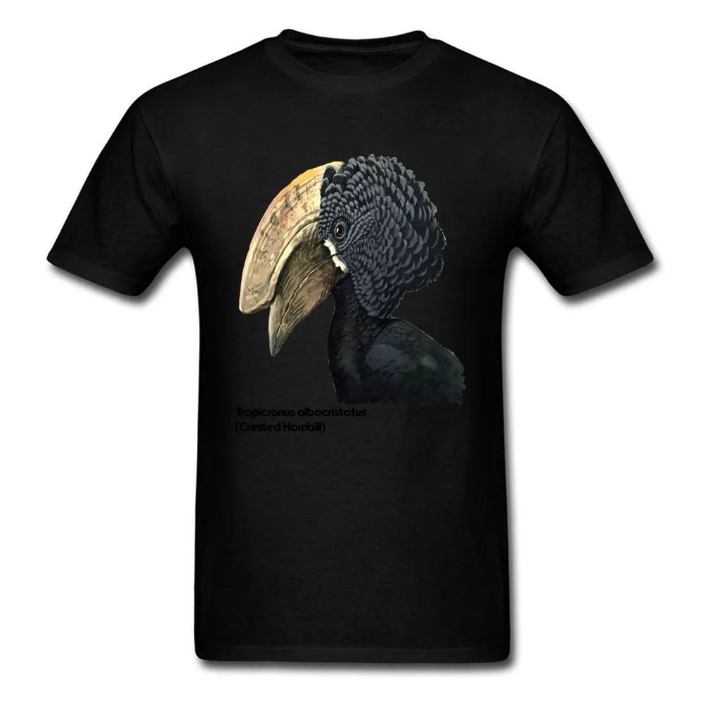 Normal Normal Male Tshirts Rife Mother Day Short Sleeve Round Neck Cotton Fabric Tops Shirt Custom Tops Shirt Free Shipping Crested Hornbill Bird Handsome Bill and Feathers black