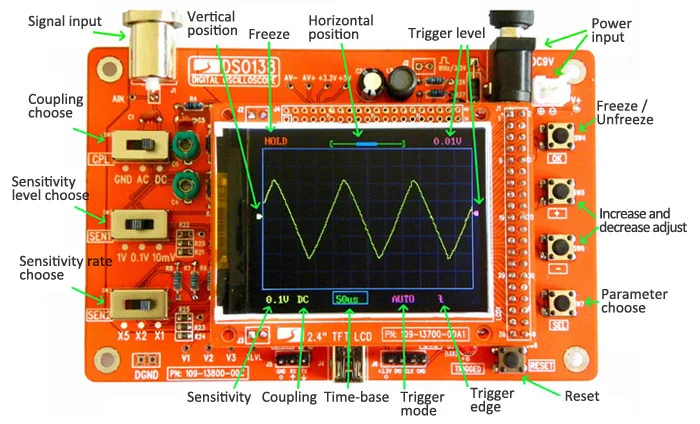 DSO138 цифровой осциллограф diy kit osciloscopio Ручной осциллограф Портативный USB диагностический инструмент ossilloscop osciloscopio