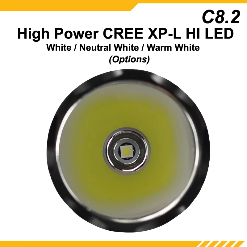 KDLITKER C8.2 Cree XP-L HI White 6500 K/нейтральный белый 5000 K/теплый белый 3000K 1100 люмен светодиодный фонарик-черный(1 х 18650