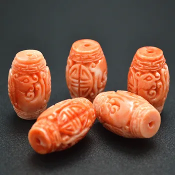 

7x20mm Carved Chinese Lucky Dragon Orange Color Resin Tube Barrel Loose Beads DIY Fashion Necklace Bracelet Jewelry Making