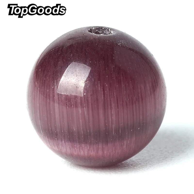 

TopGoods Natural Opal Moonstone Dark Red Glass Cat's Eye Beads Round Loose Bead 8/10mm Crystal Stone for Women Bracelet Making
