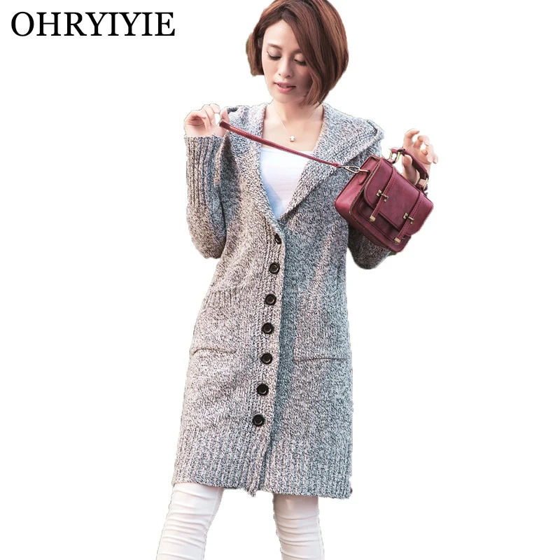 

OHRYIYIE Autumn Winter Loose Long Sleeve Cardigan Sweater Women 2019 New Fashion Thick Warm Knitted Sweaters Female Outwear Coat